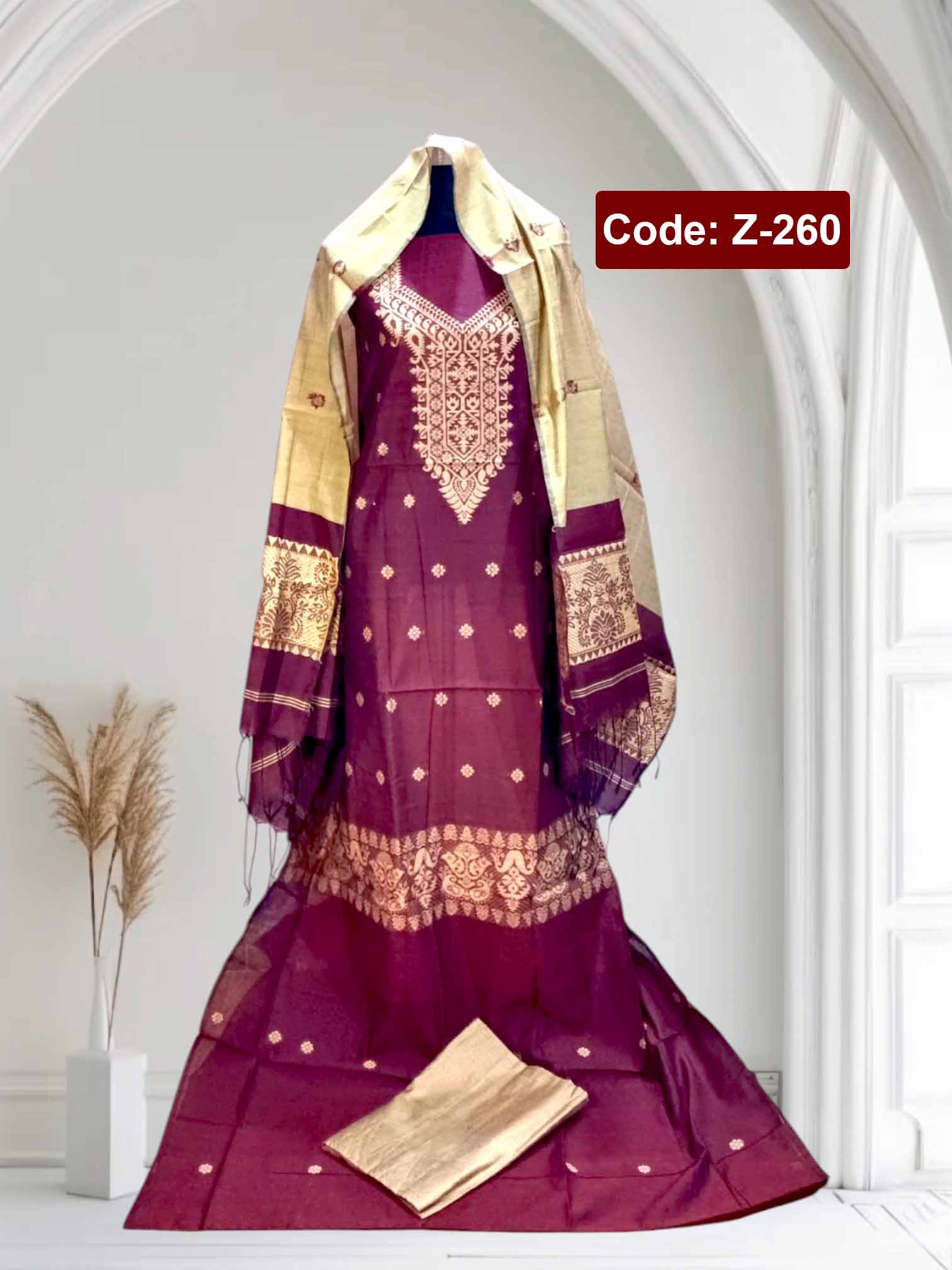 টাঙ্গাইলের জামদানি থ্রি পিছ Zamdani Three Piece